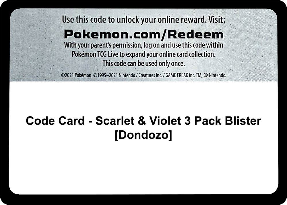 Code Card - Scarlet & Violet 3 Pack Blister [Dondozo]