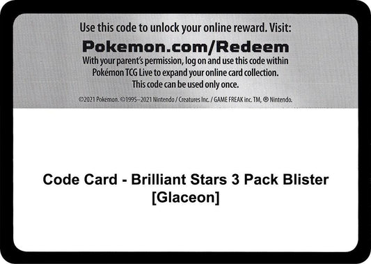 Code Card - Brilliant Stars 3 Pack Blister [Glaceon]