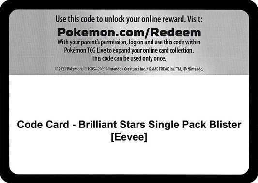 Code Card - Brilliant Stars Single Pack Blister [Eevee]