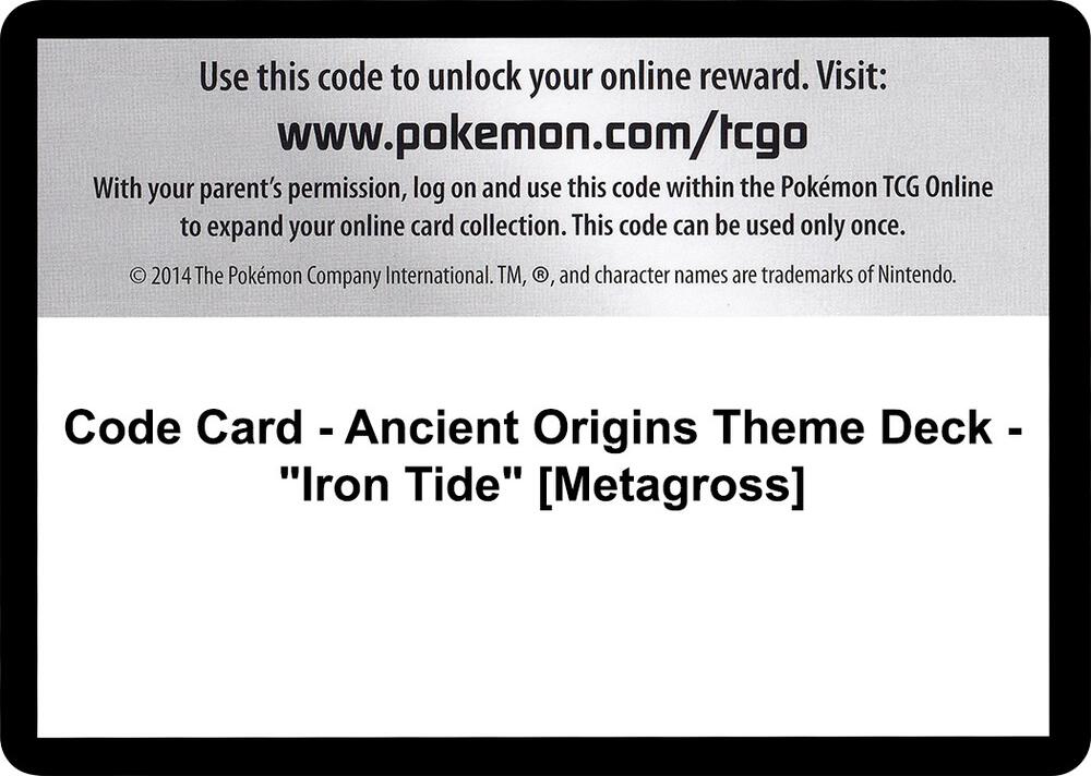 Code Card - Ancient Origins Theme Deck - "Iron Tide" [Metagross]