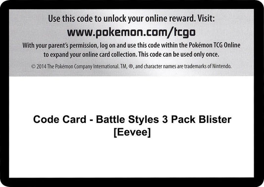 Code Card - Battle Styles 3 Pack Blister [Eevee]