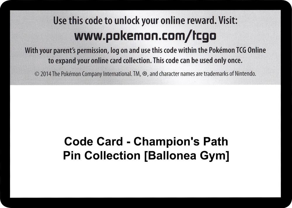 Code Card - Champion's Path Pin Collection [Ballonea Gym]