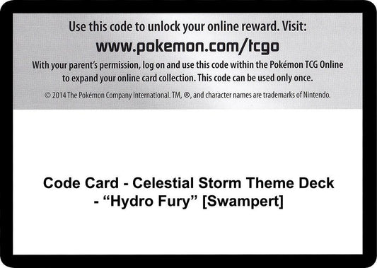 Code Card - Celestial Storm Theme Deck - "Hydro Fury" [Swampert]