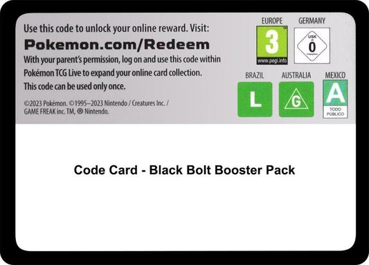 Code Card - Black Bolt Booster Pack