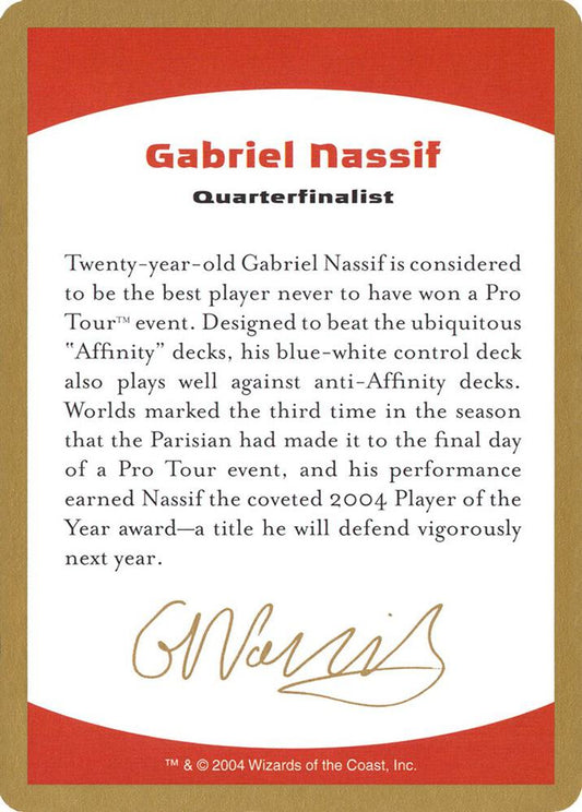 2004 Gabriel Nassif Biography Card